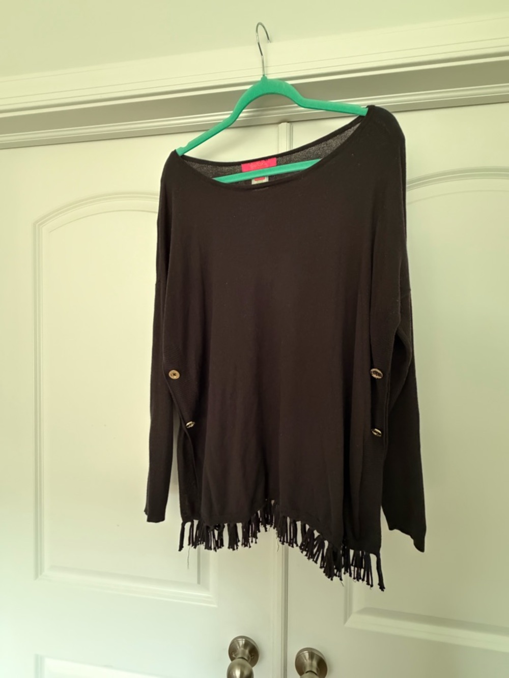Lilly Pulitzer Ramona Fringe Black Sweater Size Large